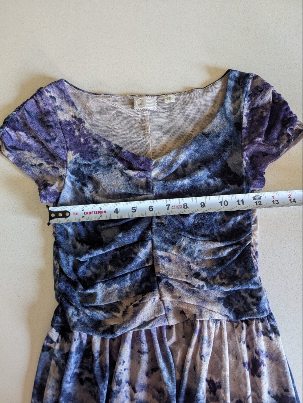 Anthropologie | Tie-Dye Blue & Purple Peplum Top | Size XS - Picture 6 of 6